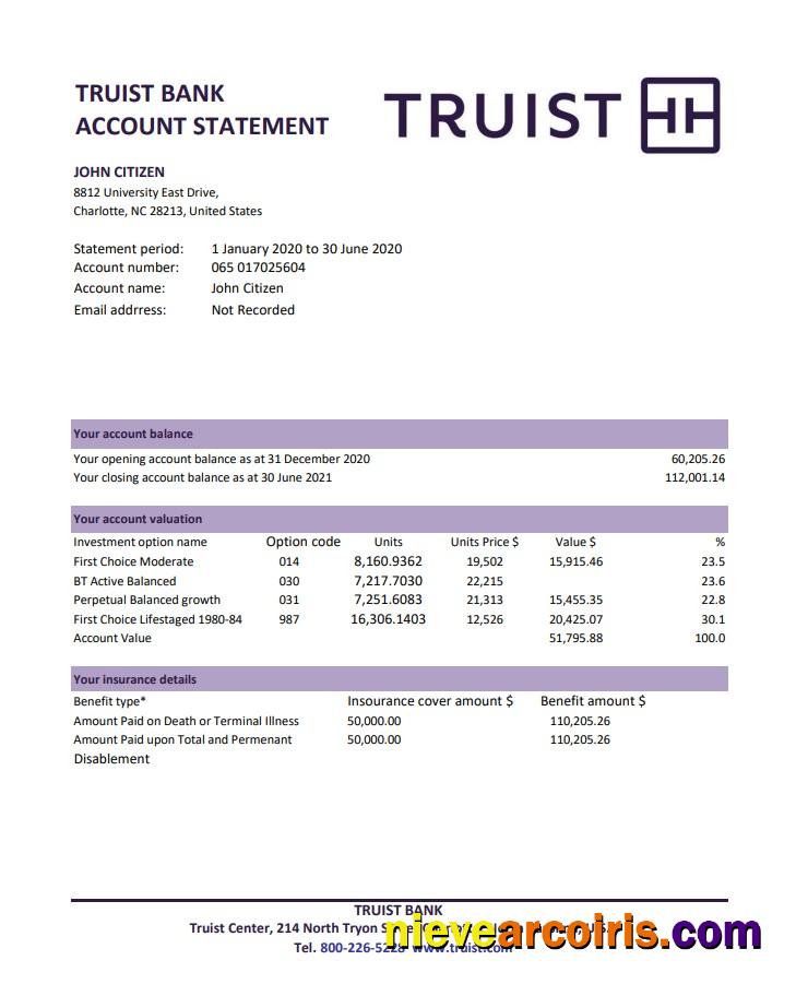USA Truist Bank excel pdf